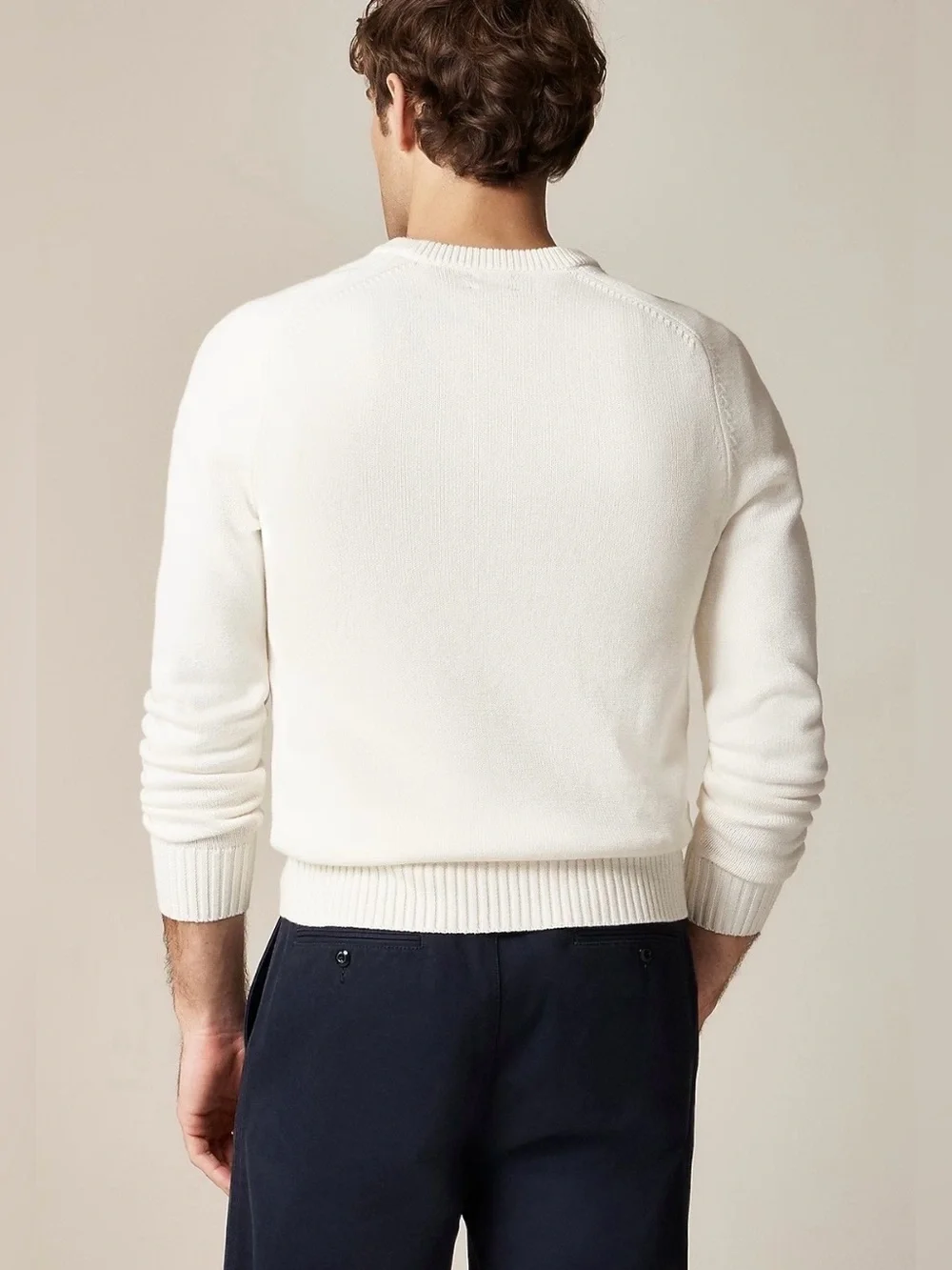 NEW J. Crew Mens Heritage cotton crewneck sweater Ivory Item BI841 Small